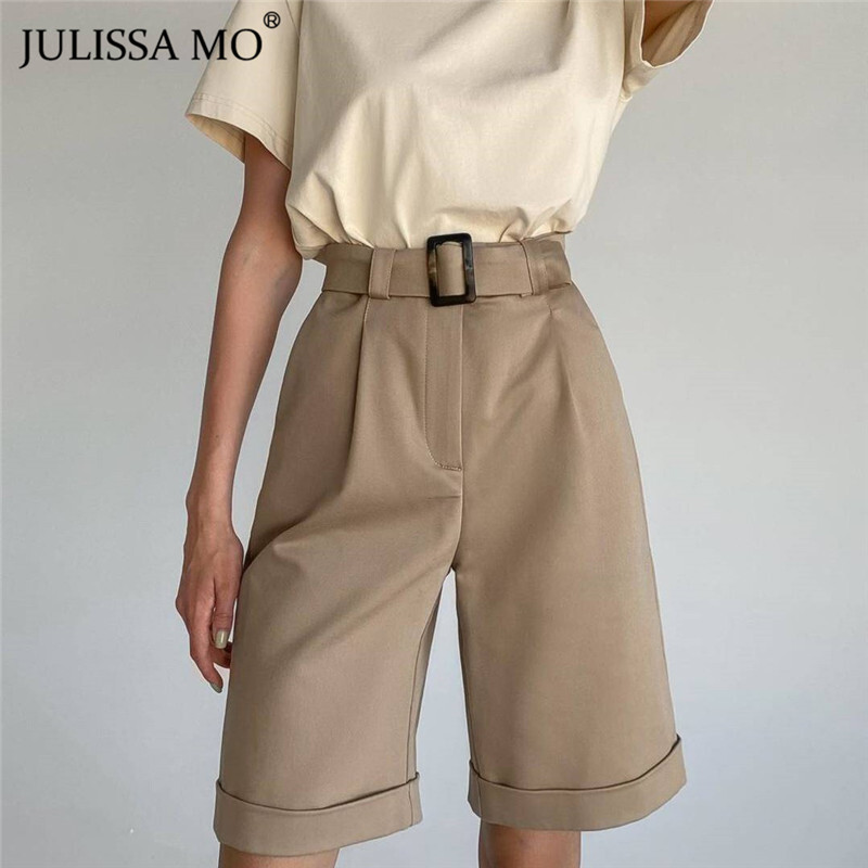JULISSA MO, белые повседневные шорты с высокой талией, ж...